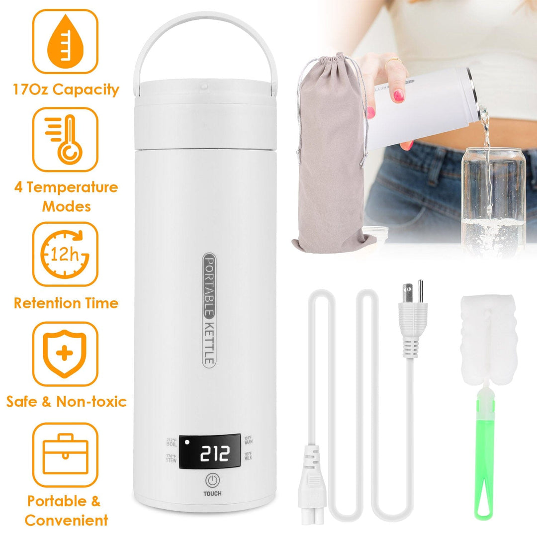 Stornfield | 17oz Stainless Steel Travel Electric Kettle with 4 Temperature Settings