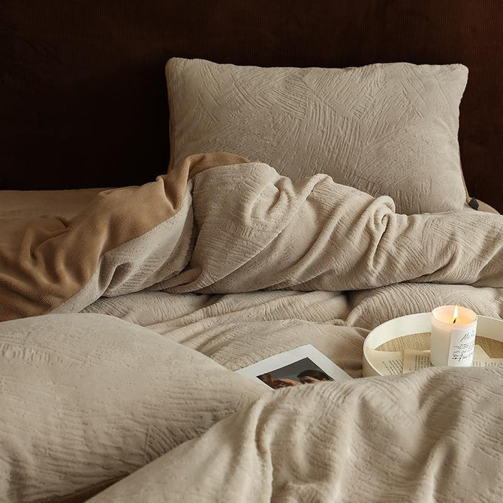 Milk fiber fleece bedding set, solid color