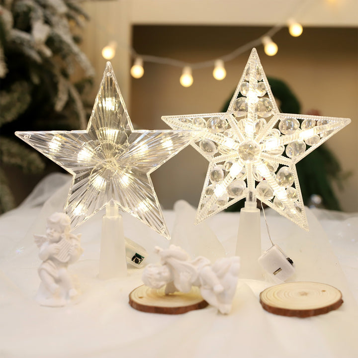 Illuminated Christmas tree top star made of plastic