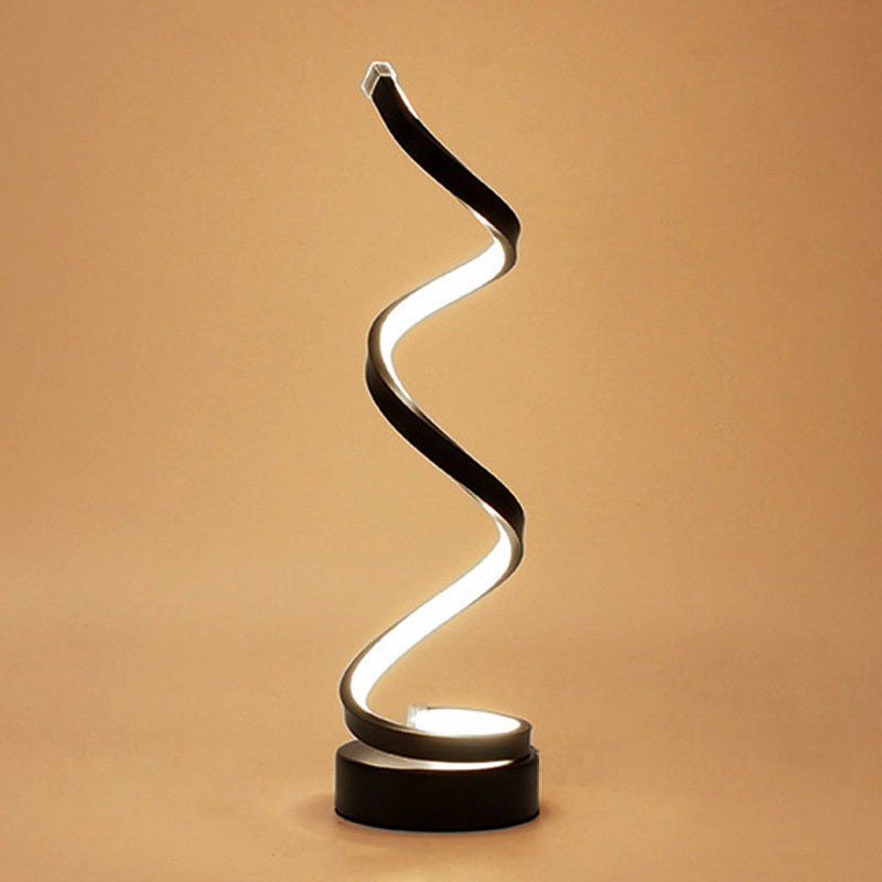 Stornfield | Metal Spiral Ribbon Table Lamp Simplicity Black/White/Gold LED Desk Light with Round Base in Warm/Cool Light