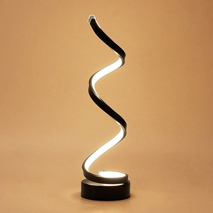 Stornfield | Metal Spiral Ribbon Table Lamp Simplicity Black/White/Gold LED Desk Light with Round Base in Warm/Cool Light