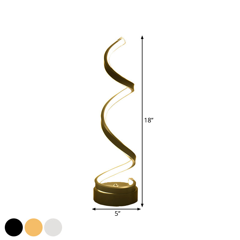 Stornfield | Metal Spiral Ribbon Table Lamp Simplicity Black/White/Gold LED Desk Light with Round Base in Warm/Cool Light