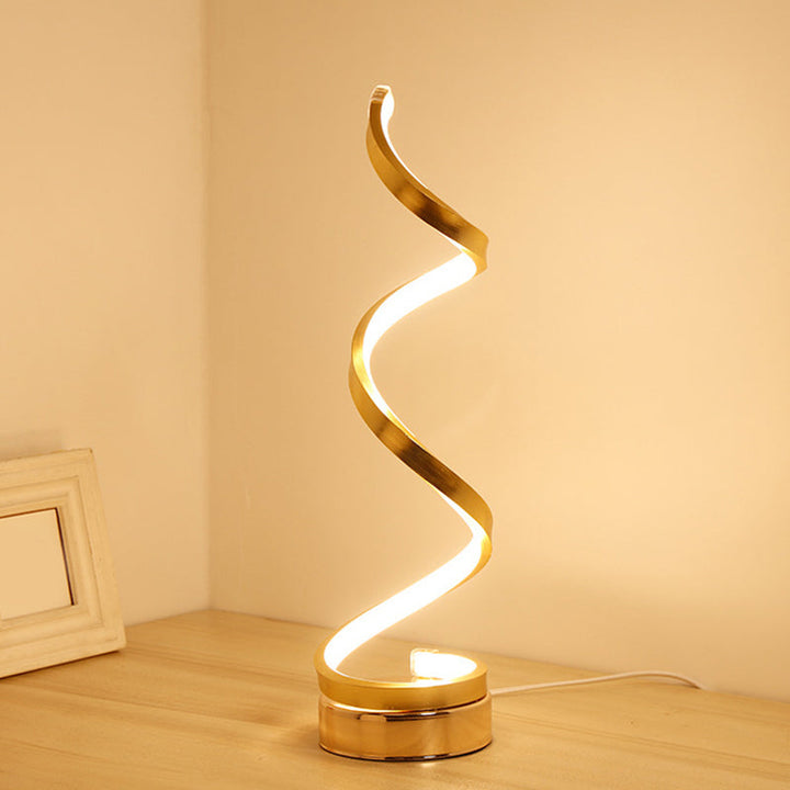 Stornfield | Metal Spiral Ribbon Table Lamp Simplicity Black/White/Gold LED Desk Light with Round Base in Warm/Cool Light