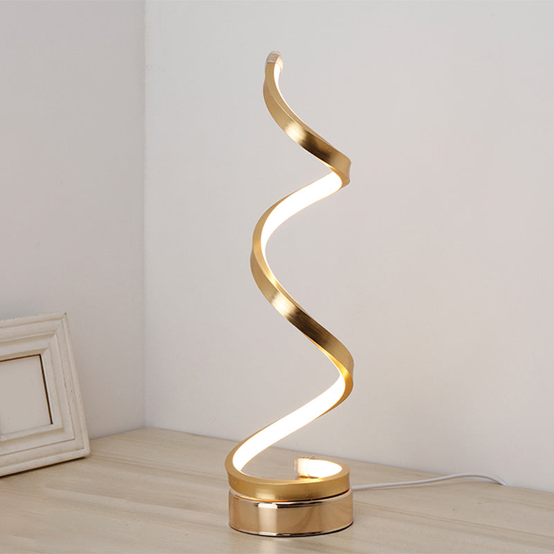 Stornfield | Metal Spiral Ribbon Table Lamp Simplicity Black/White/Gold LED Desk Light with Round Base in Warm/Cool Light