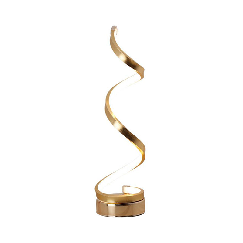 Stornfield | Metal Spiral Ribbon Table Lamp Simplicity Black/White/Gold LED Desk Light with Round Base in Warm/Cool Light