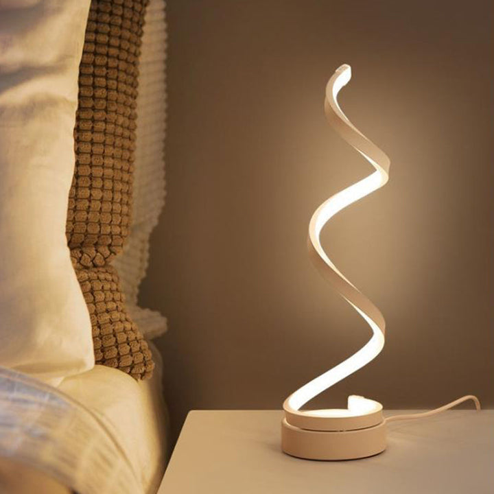 Stornfield | Metal Spiral Ribbon Table Lamp Simplicity Black/White/Gold LED Desk Light with Round Base in Warm/Cool Light