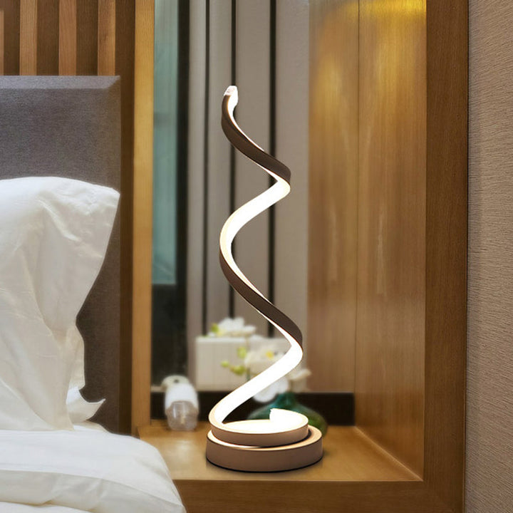 Stornfield | Metal Spiral Ribbon Table Lamp Simplicity Black/White/Gold LED Desk Light with Round Base in Warm/Cool Light