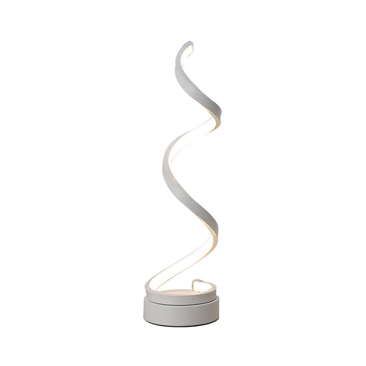 Stornfield | Metal Spiral Ribbon Table Lamp Simplicity Black/White/Gold LED Desk Light with Round Base in Warm/Cool Light