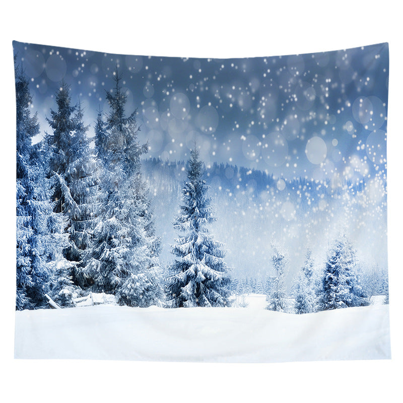 Holiday Wall Tapestry Moonlit Santa Sleigh Forest Scene