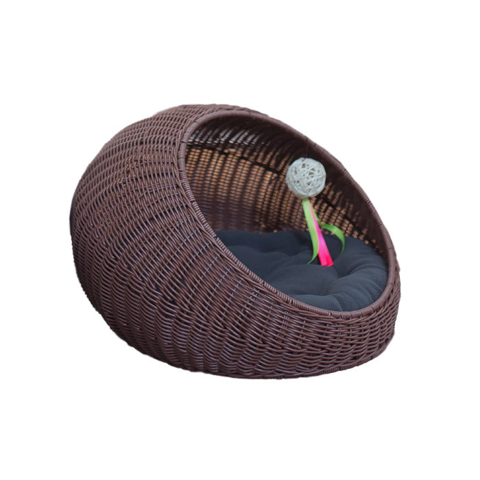 Cozy cat bed made of woven natural material Stornfield
