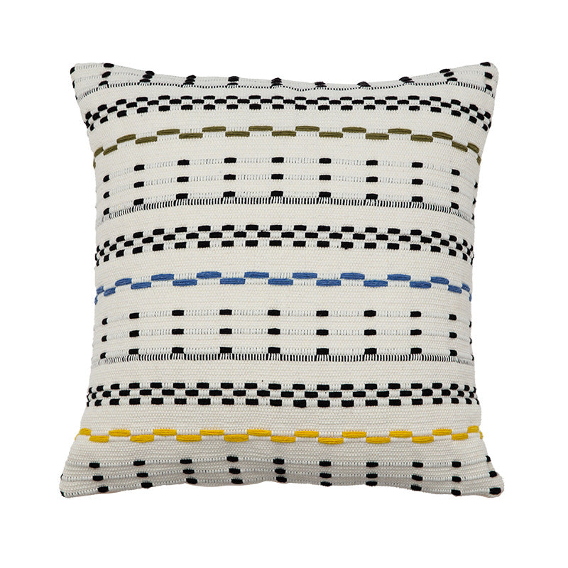 Woven square decorative cushion cover with decorative embroidered stripes made of cotton blend Stornfield