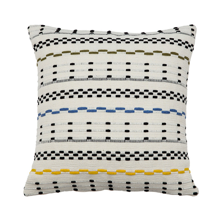 Woven square decorative cushion cover with decorative embroidered stripes made of cotton blend Stornfield