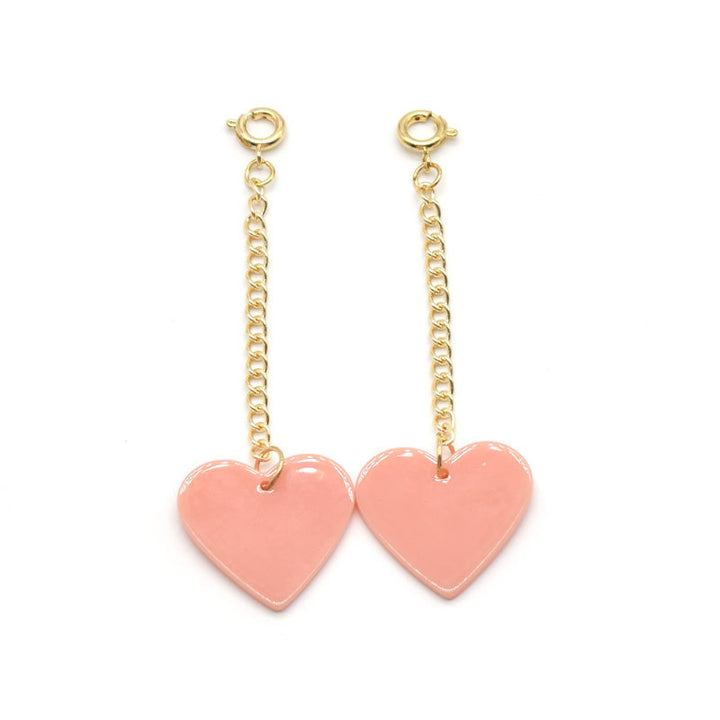 Heart-Shaped Dangle Earrings with Golden Chain Stornfield