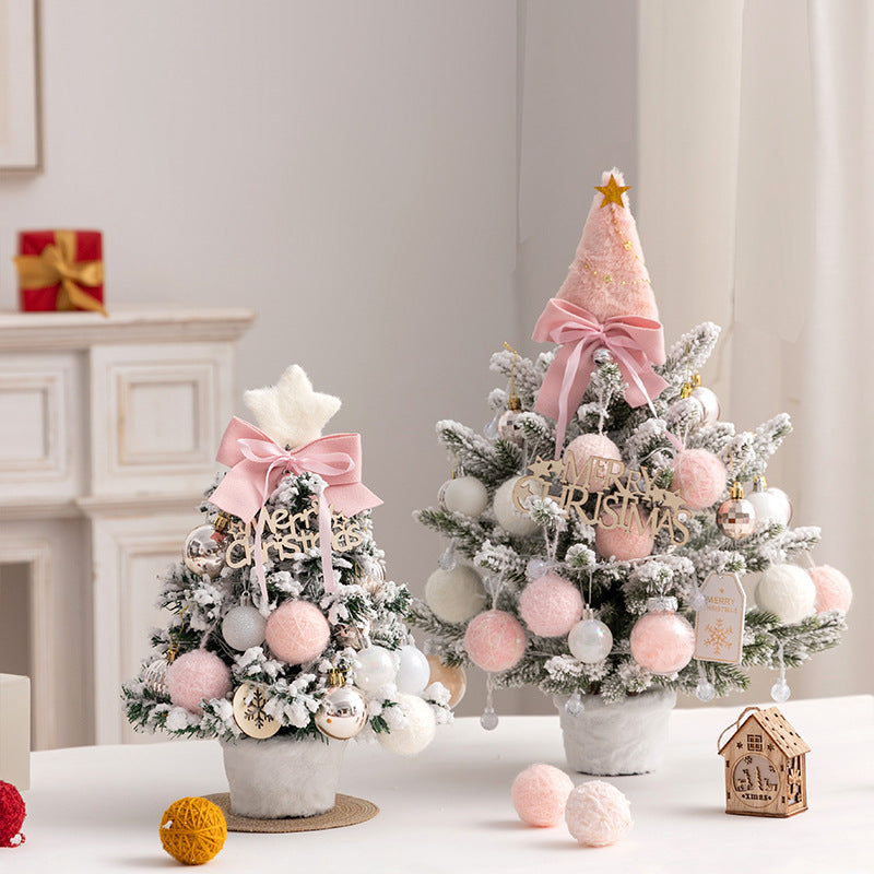 Mini Christmas tree for the table, PVC, flocked, with lighting