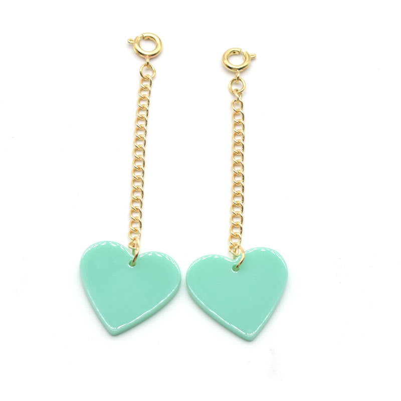 Heart-Shaped Dangle Earrings with Golden Chain Stornfield