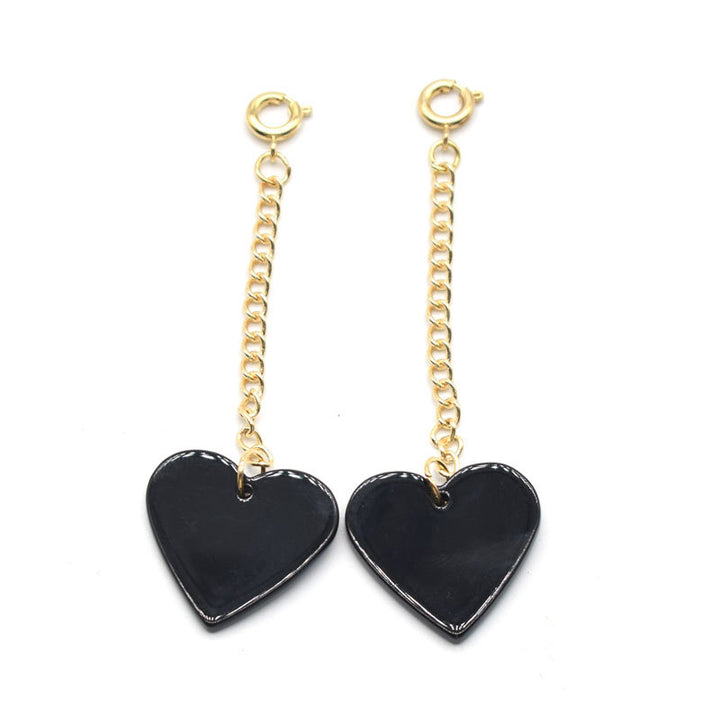 Heart-Shaped Dangle Earrings with Golden Chain Stornfield