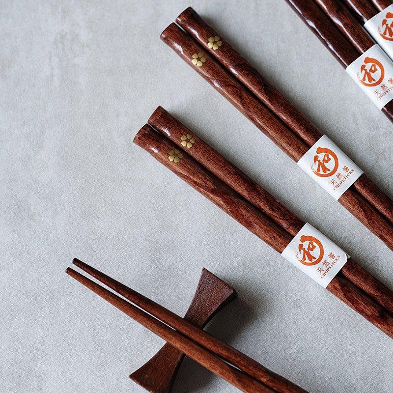 Japanese Golden Sakura Wooden Chopstick Set | Stornfield