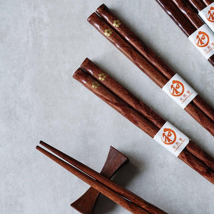 Japanese Golden Sakura Wooden Chopstick Set | Stornfield