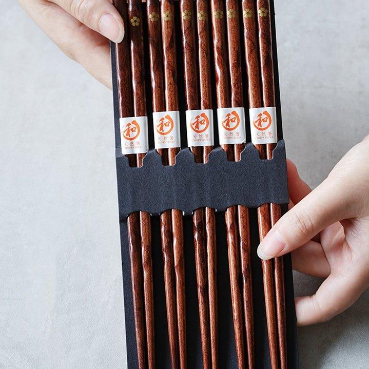 Japanese Golden Sakura Wooden Chopstick Set | Stornfield