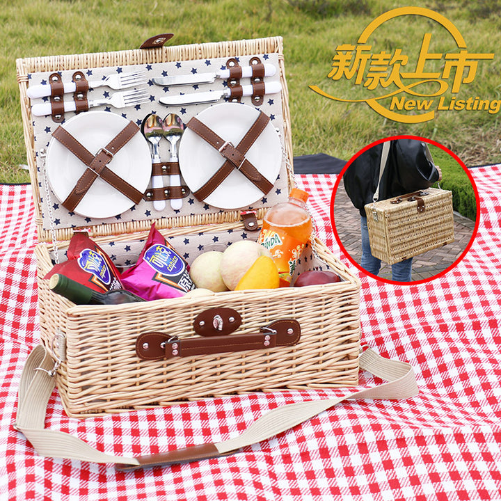 Ladies picnic basket with dish set and carrying shoulder strap Stornfield