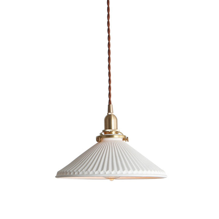 Ribbed Cone Pendant Lamp Ceramic Dining Room Lighting | Stornfield