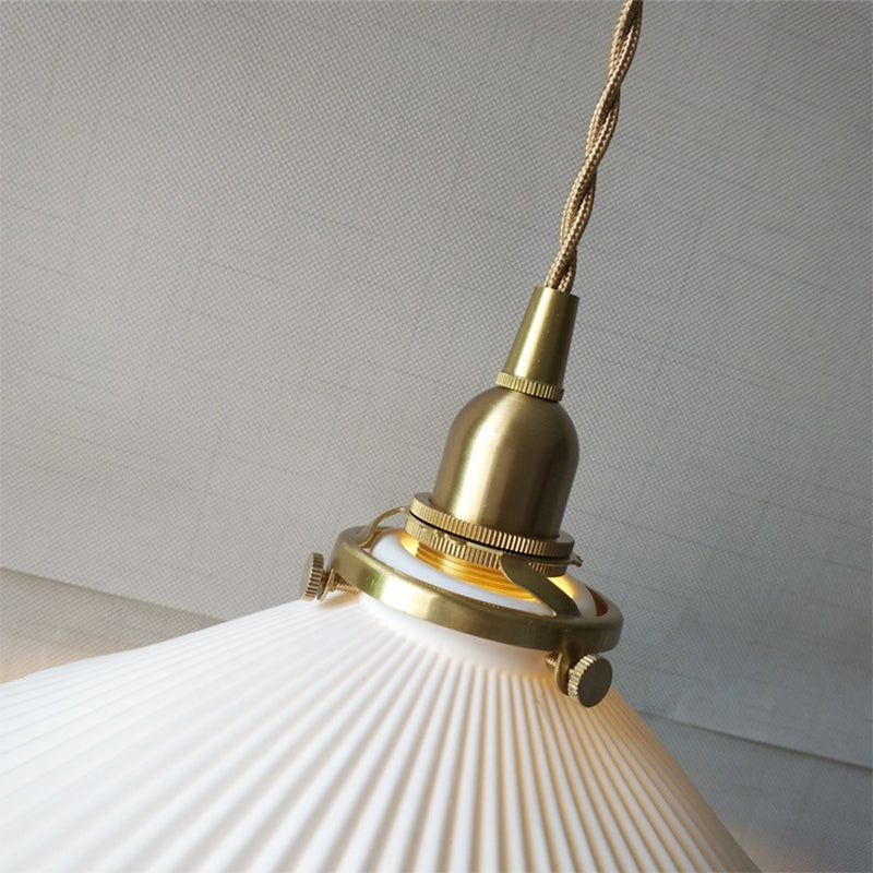 Ribbed Cone Pendant Lamp Ceramic Dining Room Lighting | Stornfield
