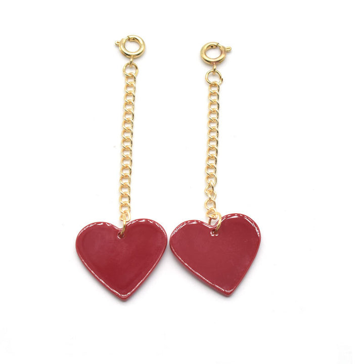 Heart-Shaped Dangle Earrings with Golden Chain Stornfield
