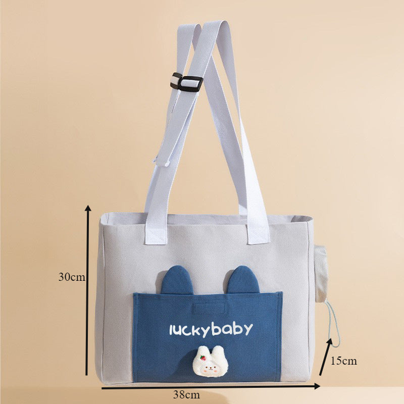 Sailcloth tote bag with adjustable strap for pets