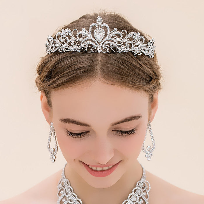 Ladies Sparkling Crystal Tiara with Filigree Design Stornfield