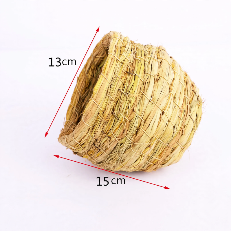 Braided birdhouse made of natural grass