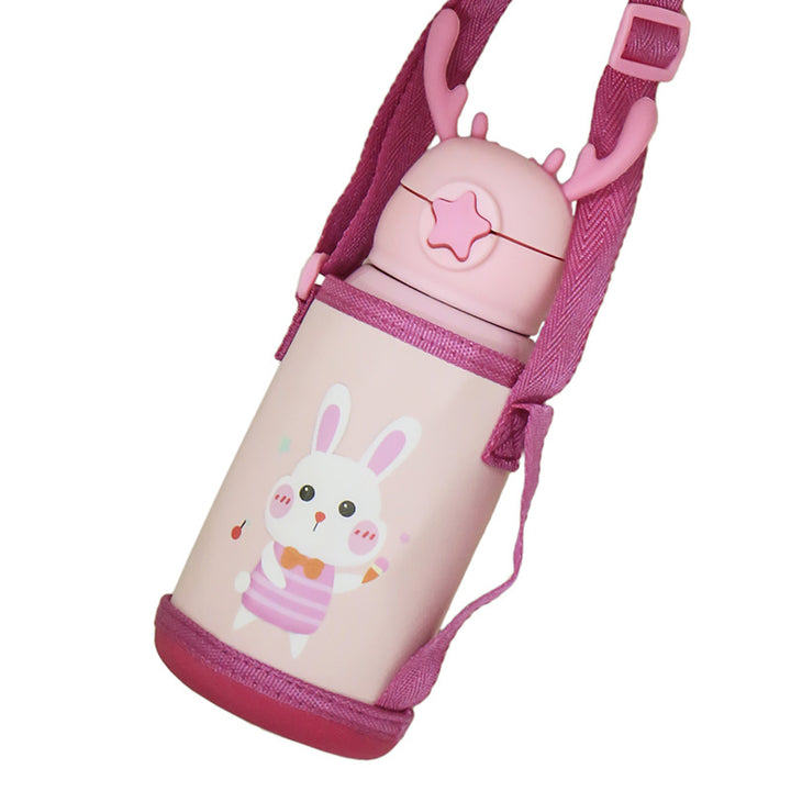 Women's Insulated Water Bottle with Cute Rabbit Design and Practical Carry Strap Stornfield