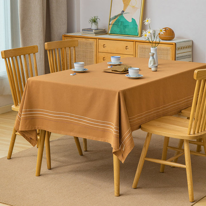 Rectangular tablecloth made of cotton blend with fine striped border and easy-care finish Stornfield