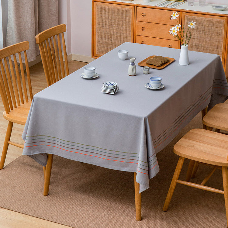 Rectangular tablecloth made of cotton blend with fine striped border and easy-care finish Stornfield