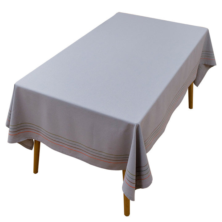 Rectangular tablecloth made of cotton blend with fine striped border and easy-care finish Stornfield