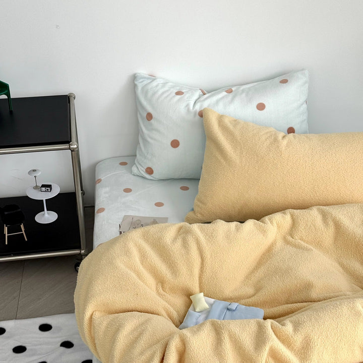 Milk fiber fleece bedding set, solid color, soft