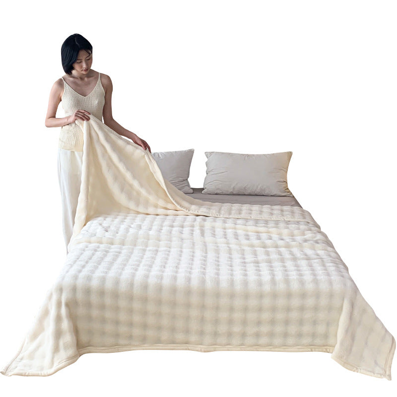 Fluffy cuddly blanket made of rabbit fur imitation