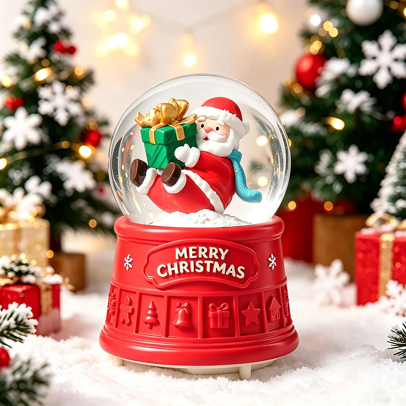 Christmas snow globe with music and light