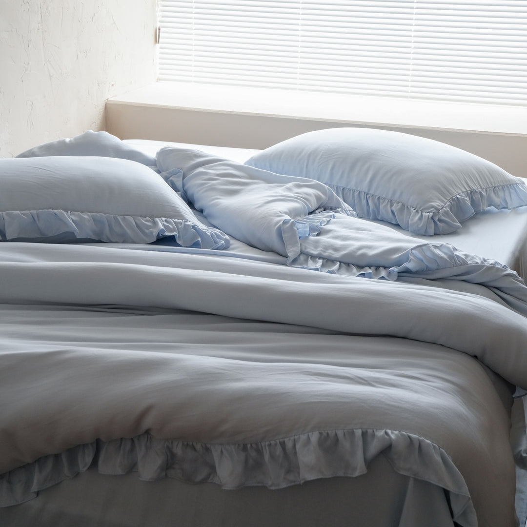 Tencel bedding set, 4-piece, with ruffles