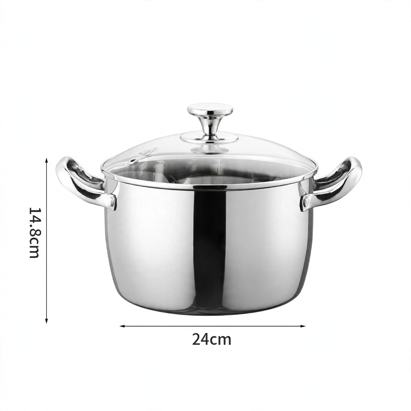 Stainless Steel Soup Pot 24 cm with Glass Lid