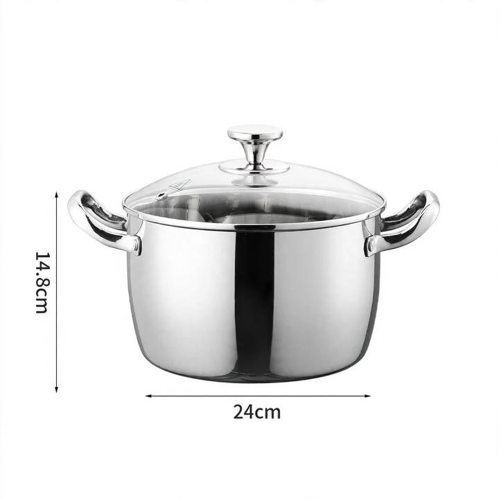 Stainless Steel Soup Pot 24 cm with Glass Lid