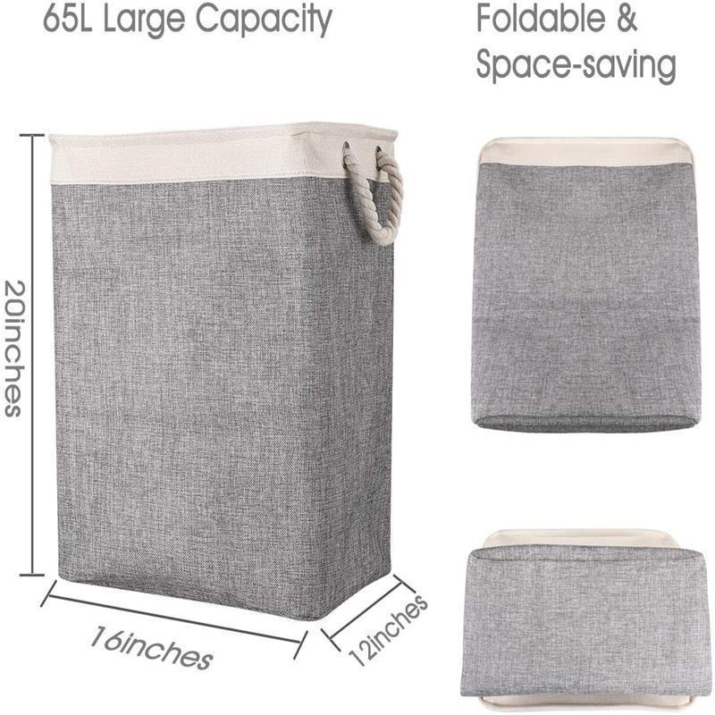 Foldable fabric laundry basket, bathroom