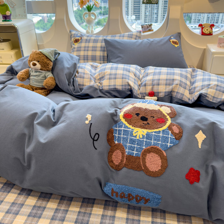 Cozy 4-piece bedding set made of brushed cotton