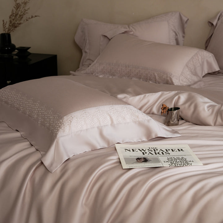 Cotton bedding set with embroidery, 4-piece