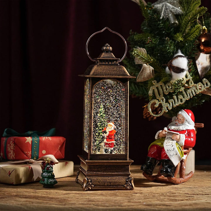 Decorative Christmas Lantern with Snow Effect and Light
