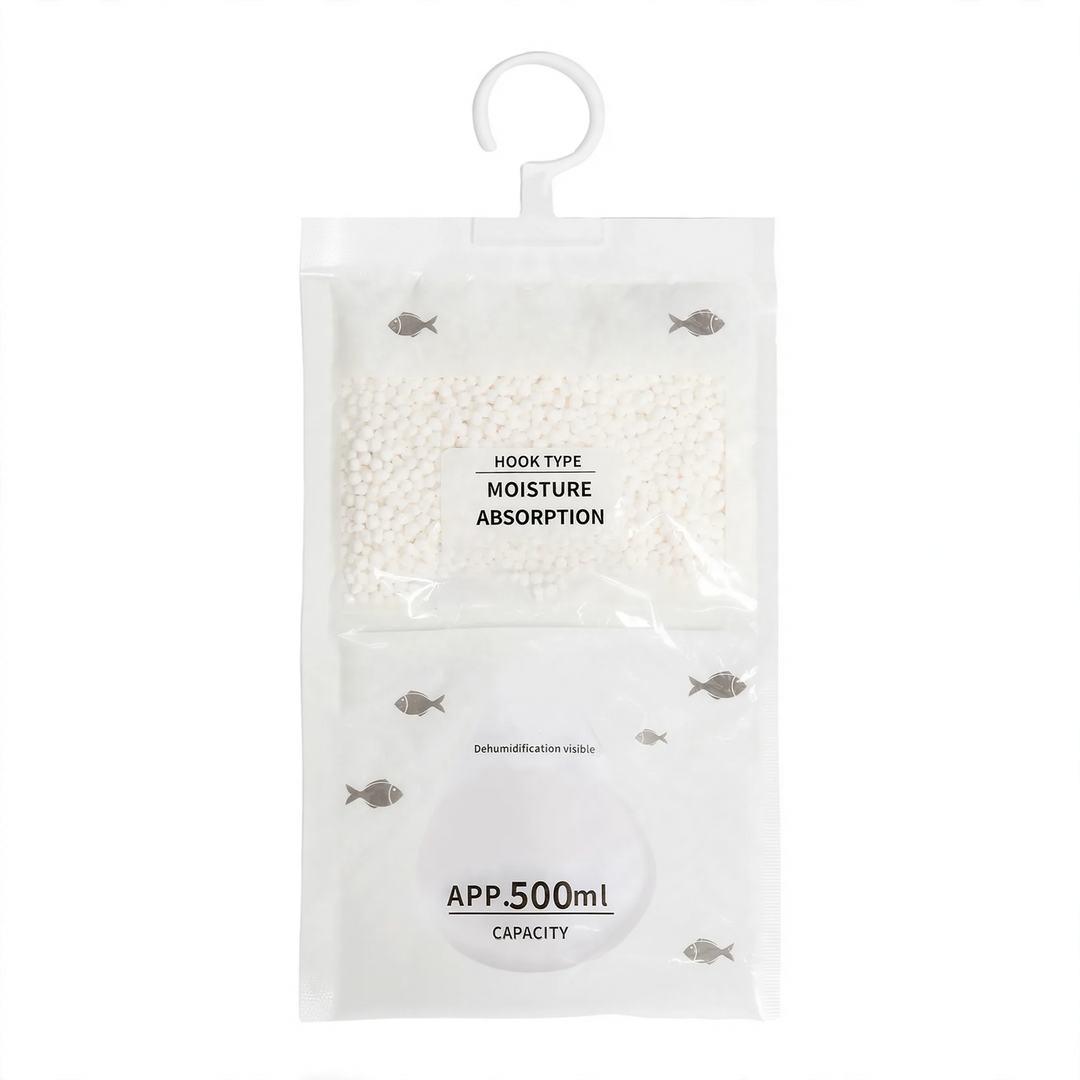 Hanging dehumidifier bag for closets and living spaces