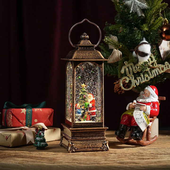 Decorative Christmas Lantern with Snow Effect and Light