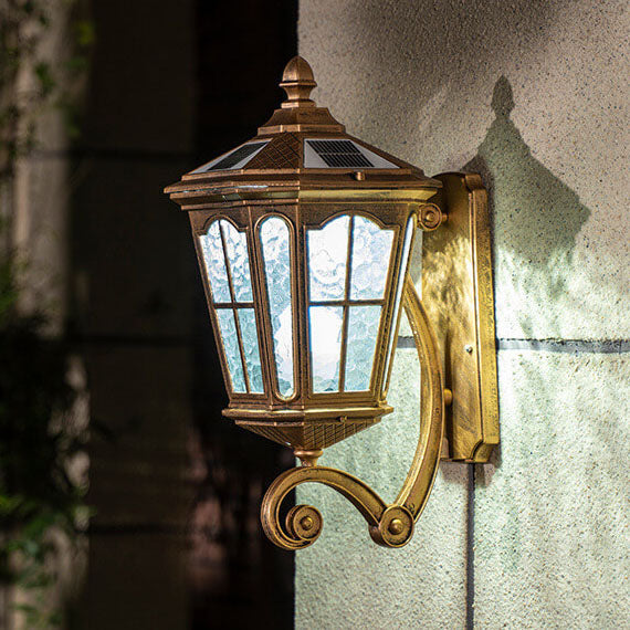 European Solar Outdoor Lantern Aluminum Glass Waterproof 1-Light Wall Sconce Lamp | Stornfield