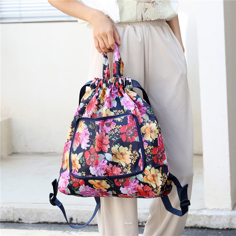 Foldable Printed Nylon Backpack with Drawstring | Stornfield