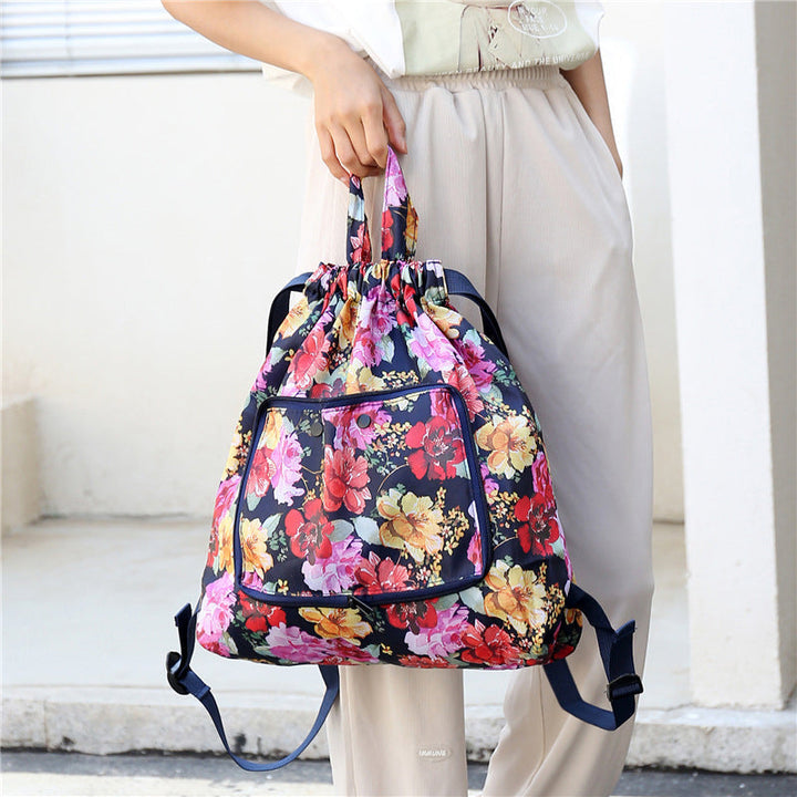 Foldable Printed Nylon Backpack with Drawstring | Stornfield