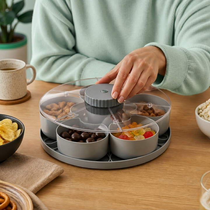 ServeSpin rotating tray with compartments | Stornfield